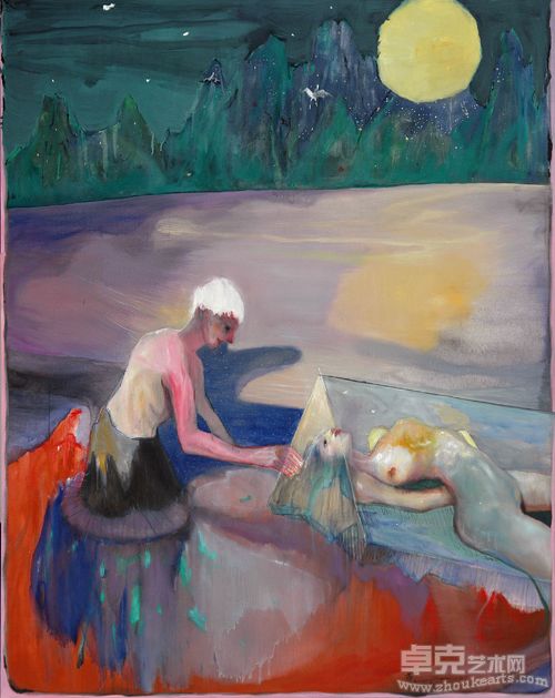 王尊忧郁河上的礼物  Specimens in the blue river  180x140cm 布上油画 2009