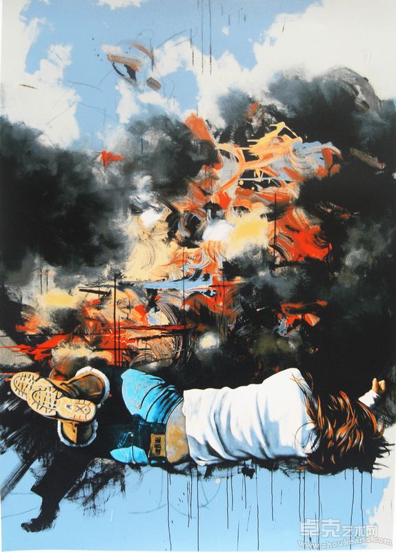 钟飙 记忆的燃烧 69x97cm 丝网版画 2011年
