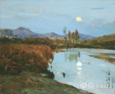 张洪祥  月夜  38X36  布面油画