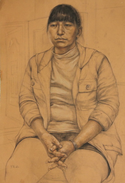 罗艳妮《半身像》80X60cm素描2010级