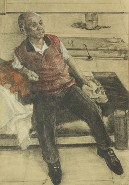 邵立明《老人像》80X60cm素描2009级