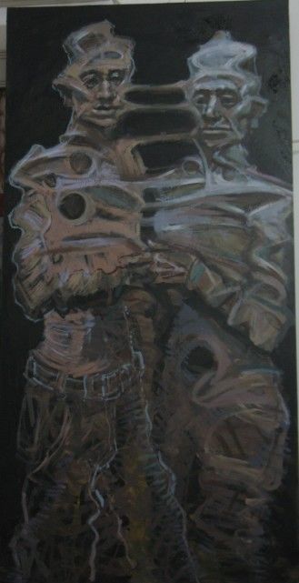 《冲突与交融系列》 丙烯 90x150cm  2011