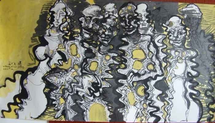 《老男人系列》国画100x200cm 2011