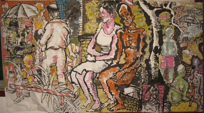 《状态系列》国画 120x240cm 2011