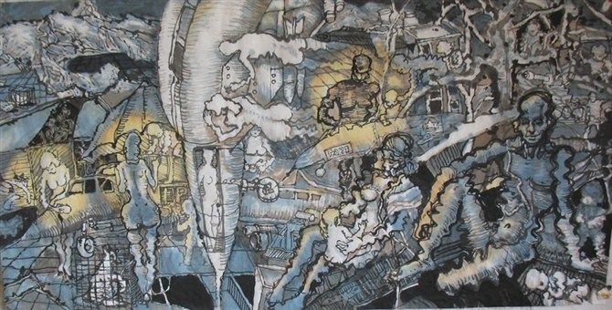 《状态系列》国画 120x240cm  2011