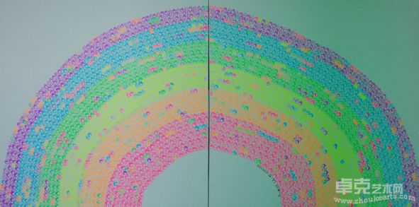 07-Hecker.a.yi作品《抛物线》荧光笔，亚麻布 80x160cm