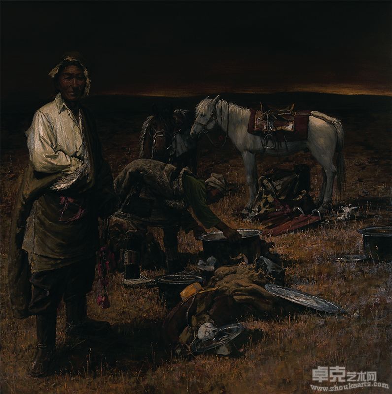 韩洪伟 黄昏下的行者 200×200cm 布面油画 2011