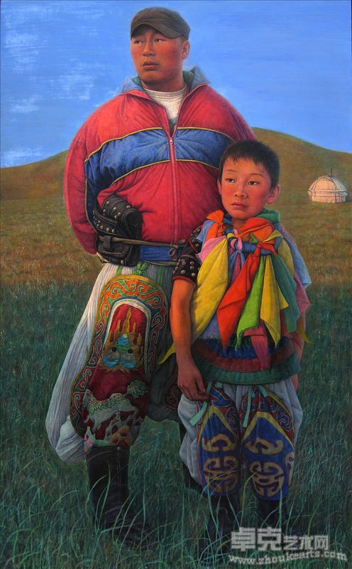 苏利 博克手巴特尔父子 板上坦培拉 200c×122cm 2009