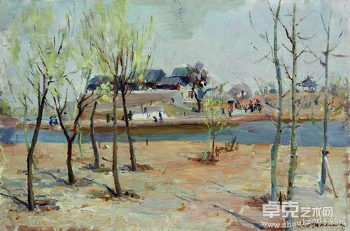 春来了 纸板油画 23x34.5cm 1956