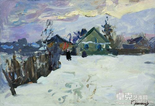 冬 纸板油画 34x50cm 1971