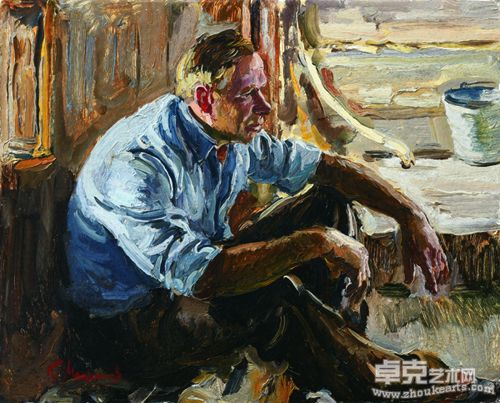 农夫 纸板油画 40x50cm 1980
