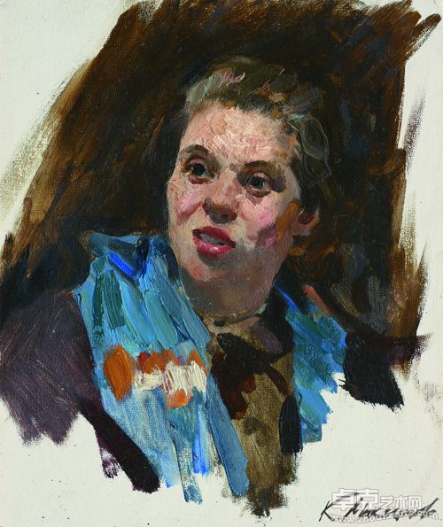 女青年 纸板油画 28x23cm 1959