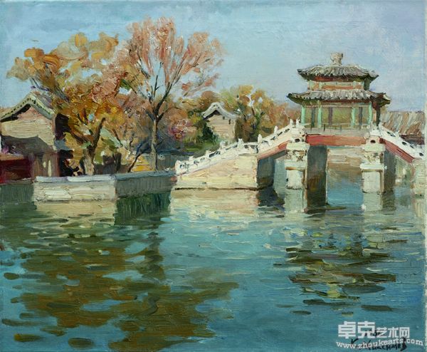 石桥 布面油画 37.5x45cm 1956