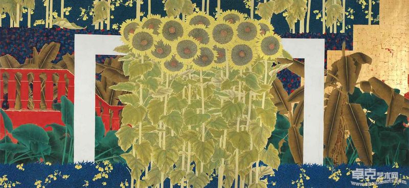 林若熹   光耀  193×400cm   纸本彩墨   2009年