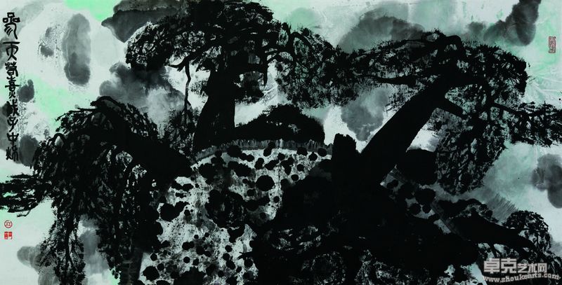 林若熹  参天 68×138cm 纸本彩墨  2008年