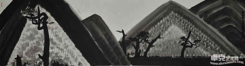 林若熹  清逸  48×181cm  纸本彩墨  2010年