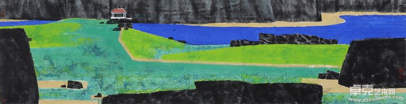 林若熹  望海 34×138cm 纸本彩墨  2009年