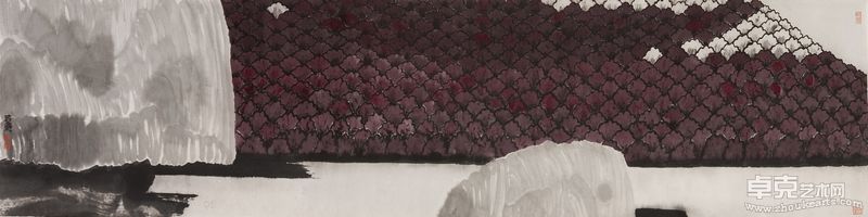 林若熹 灵隐高秋 34×138cm 纸本彩墨  2008年
