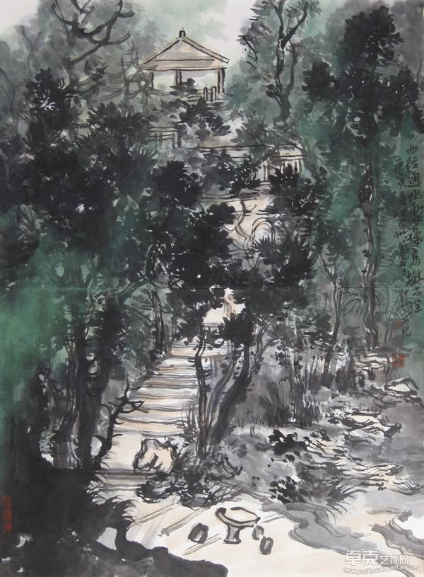 禅房树木深56cmx42cm