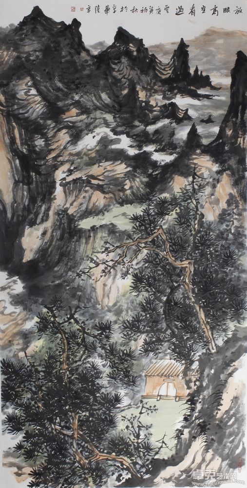 放眼高空看过云136cmx68cm