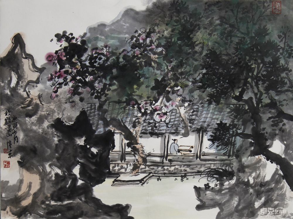 景在房前廊后42cmx56cm
