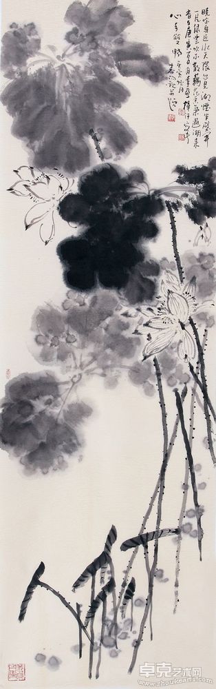 墨荷一（霍春阳题）