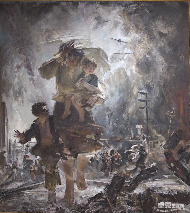 诺克维尼克-战争开始了165X149.5cm布面油画1983