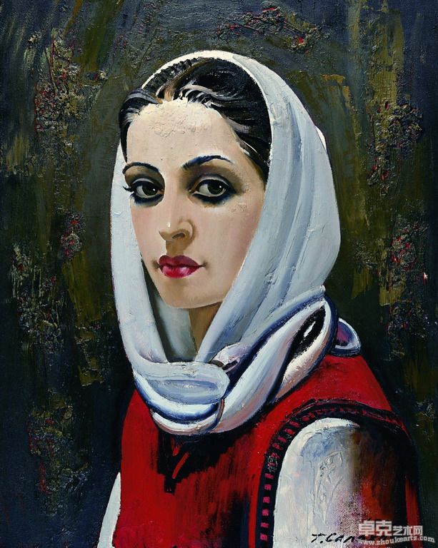 萨拉霍夫-有大眼睛的女人 89X71.5cm布面油画1993