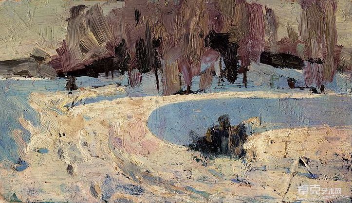 雪地 1956 纸本油画