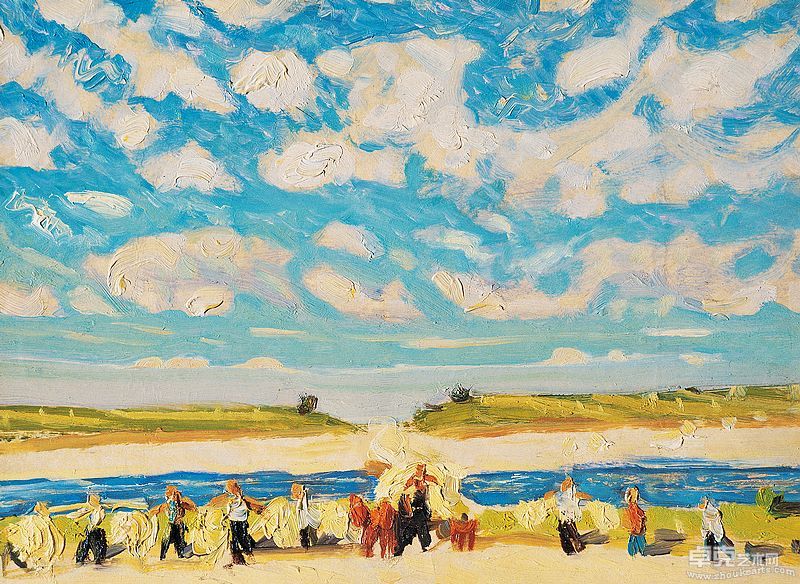 广阔天地—画色彩稿  纸板油画   21X29cm   1965