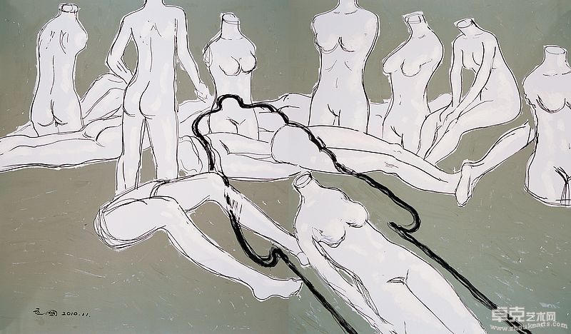 超越语言的静默（3）220x380cm  布面丙烯   2010