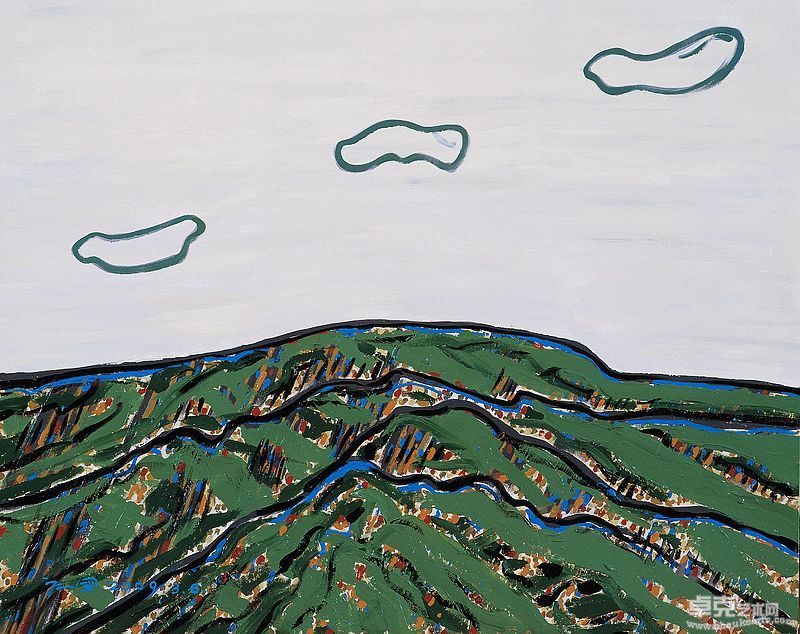 山上的三朵云2    布面丙烯120X150cm   2009