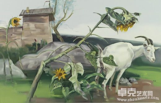 武俊_秋天的葵與小白羊_80×125cm_油彩畫布_2010