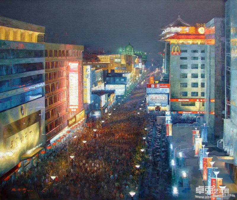 魏海彬作品-都市风景之北京世纪夜_150x180cm_2009年