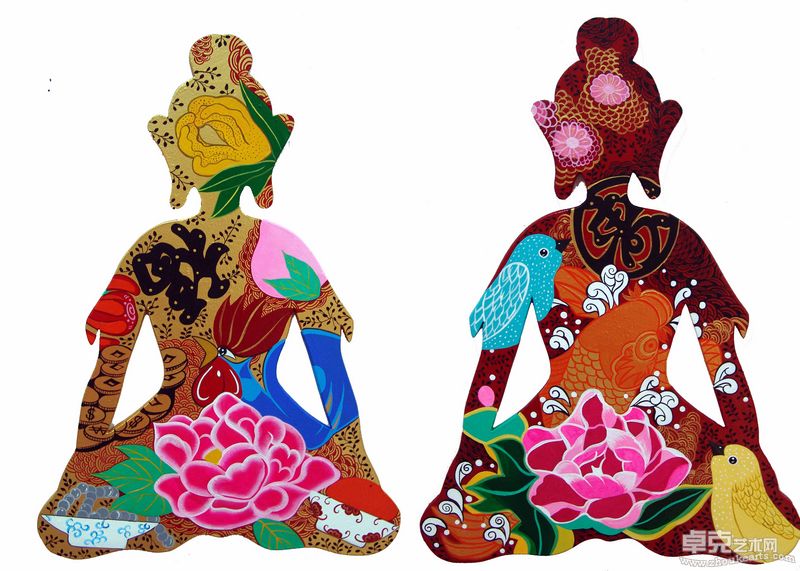 Buddha -荣华富贵1-2  35x25cm 综合材料 2011年