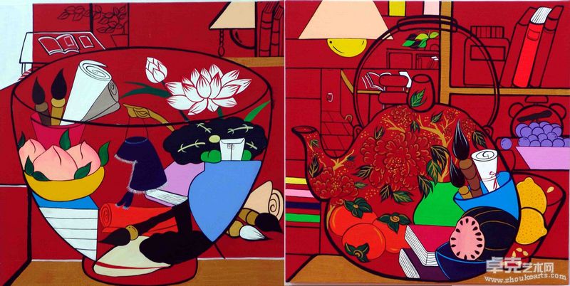 茶杯 水壶  50 x 50cm 布面丙稀 2009年