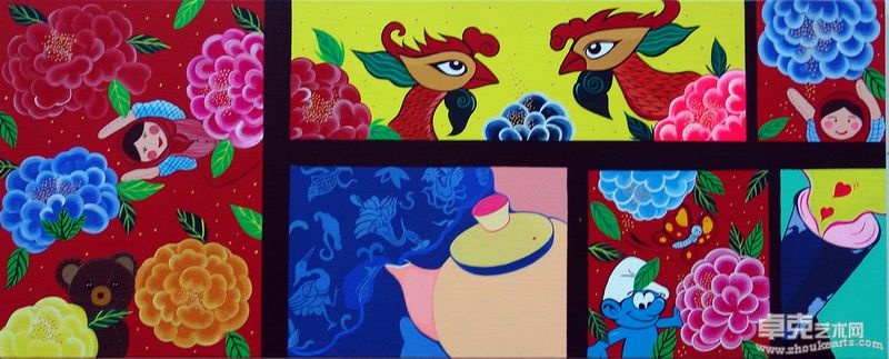 幸福的故事 娃娃   89 x 35cm   布面丙烯 2009