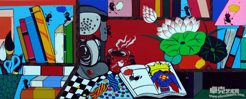 幸福的故事-超人 89 x 35cm 布面丙烯  2009
