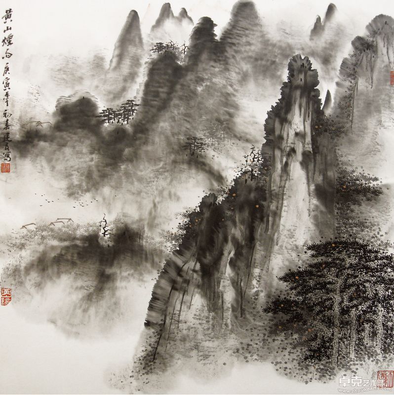 黄山烟雨  68X68cm