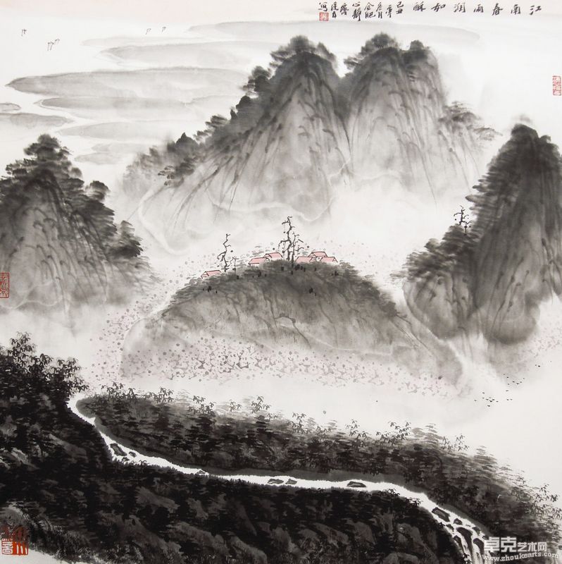 江南春雨润如酥 68X68cm