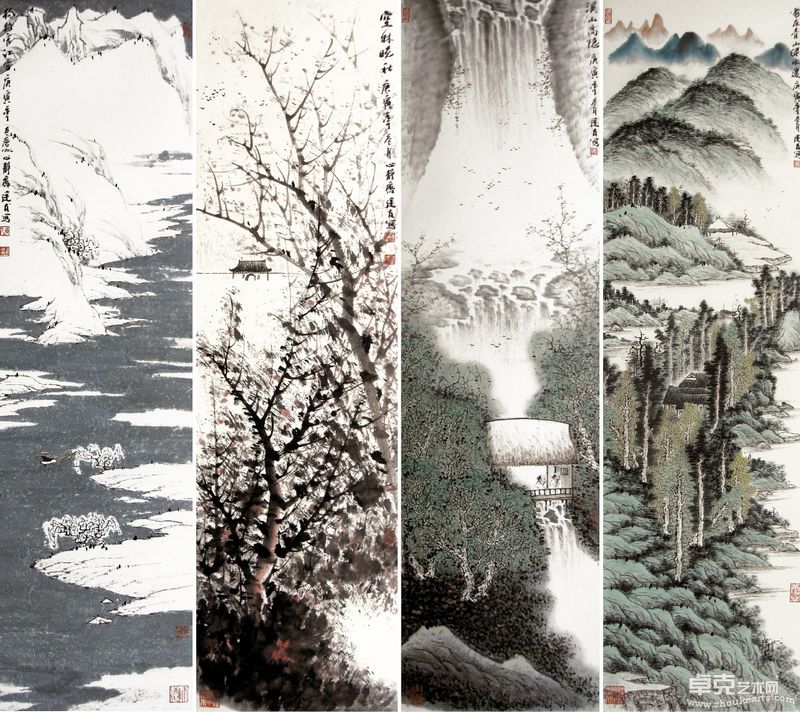 四修屏 112X30cmX4