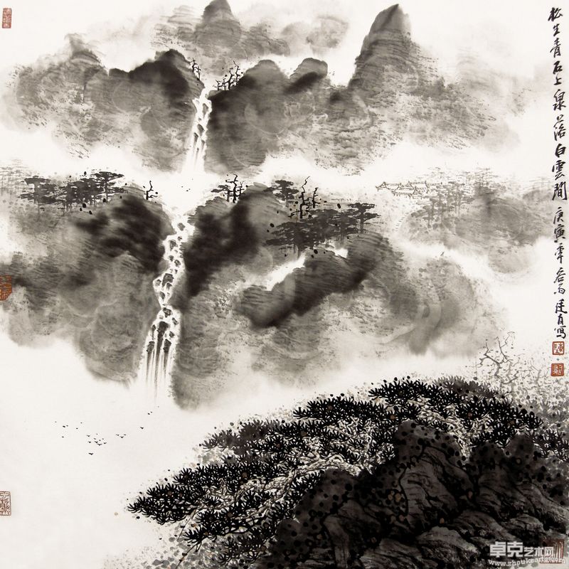 松生青石上 68X68cm