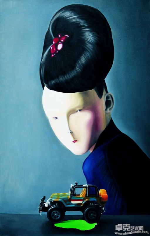 舒杰（中国）,小眼看世界-吉普,布面油画,200 × 128cm,2008