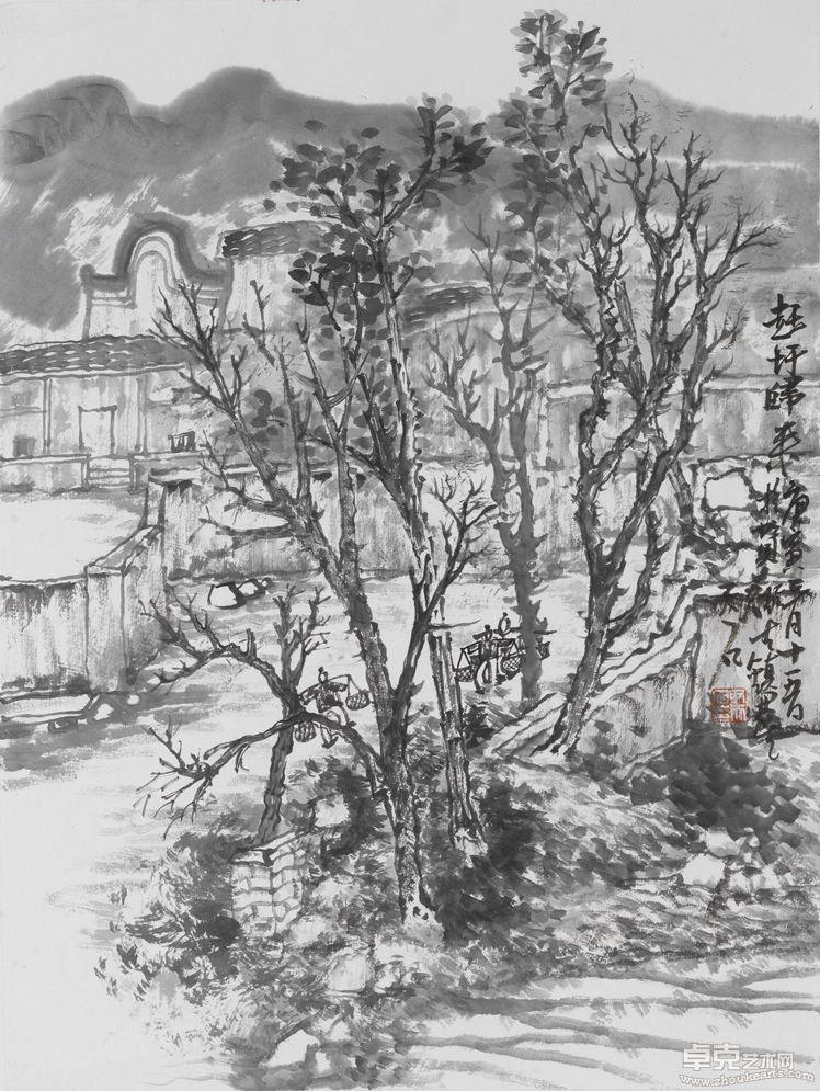 尹天石写生作品《赶圩归来》