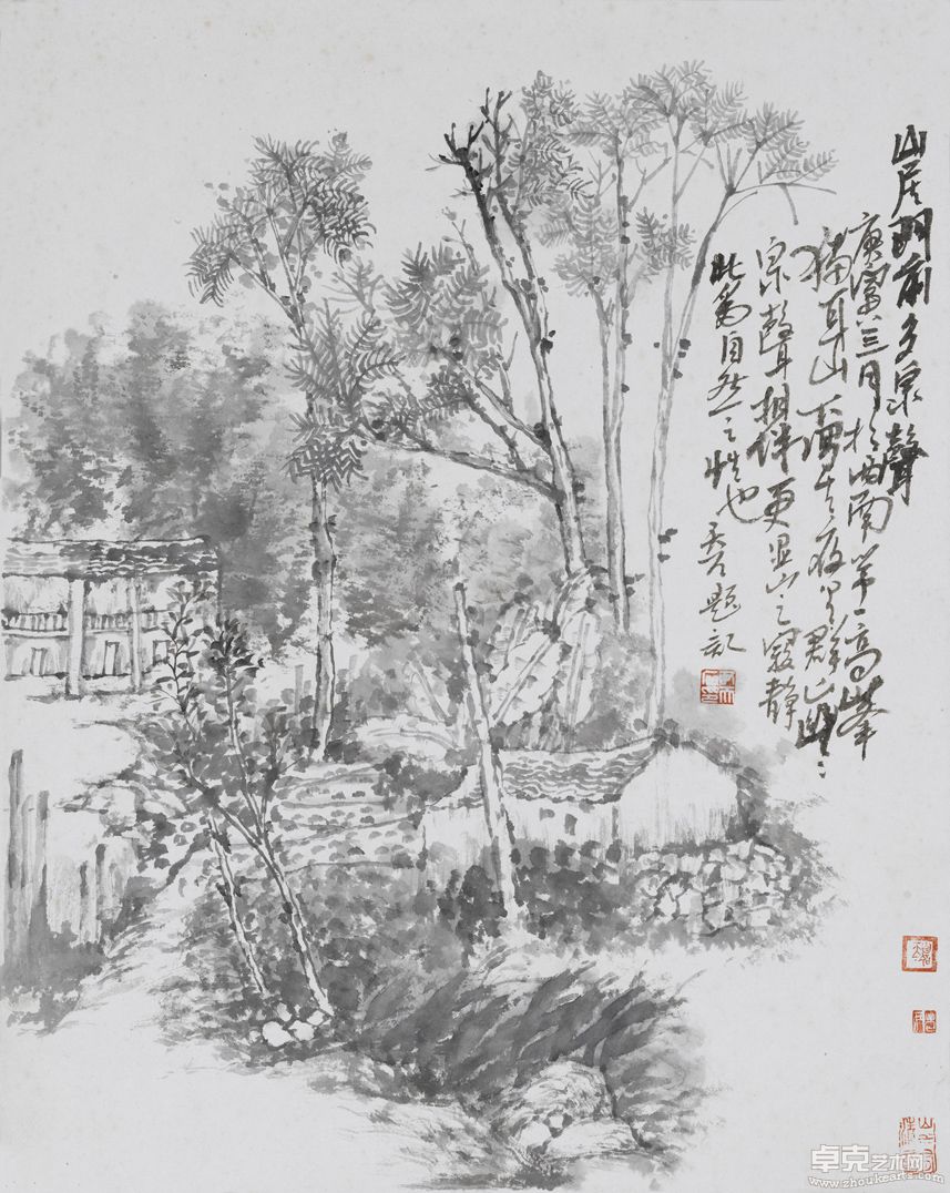 尹天石写生作品《山居门前多泉声》