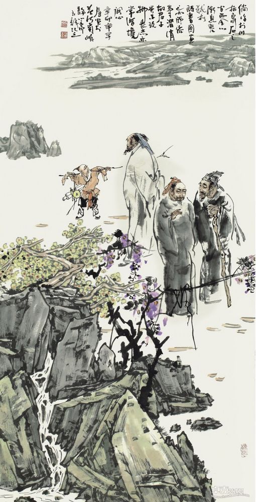 贺玉龙 赏春136X68cm
