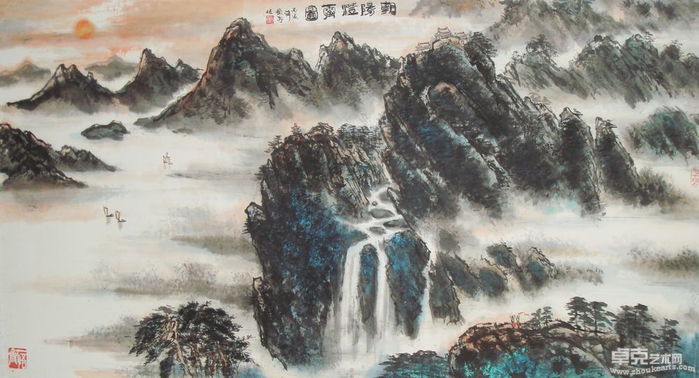 朝阳澄霁图六尺