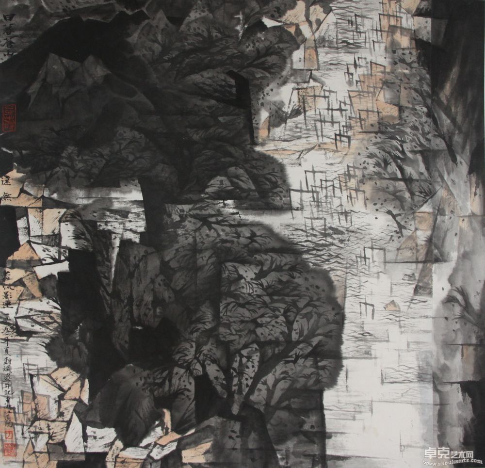 日暮苍山远68X68cm