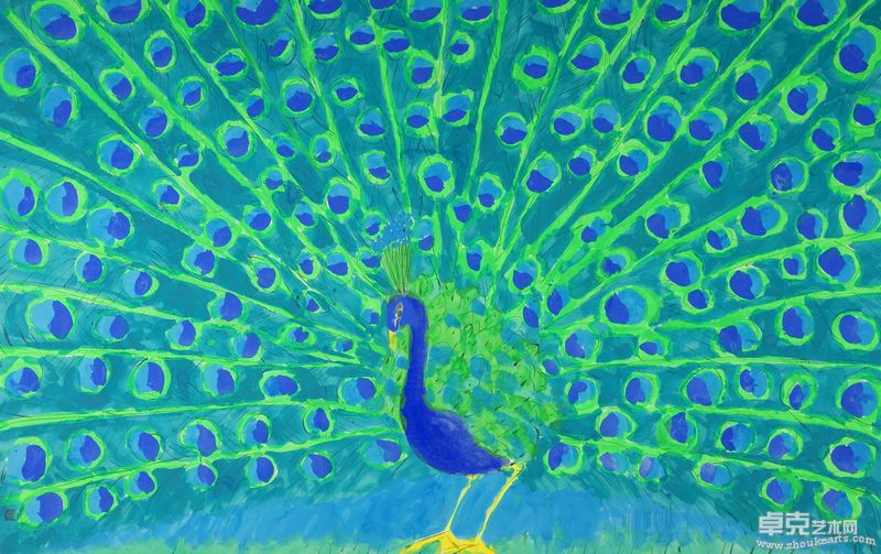 丁雄泉 孔雀图之一 127.5x198 cm Mid 1990s水墨丙烯宣纸
