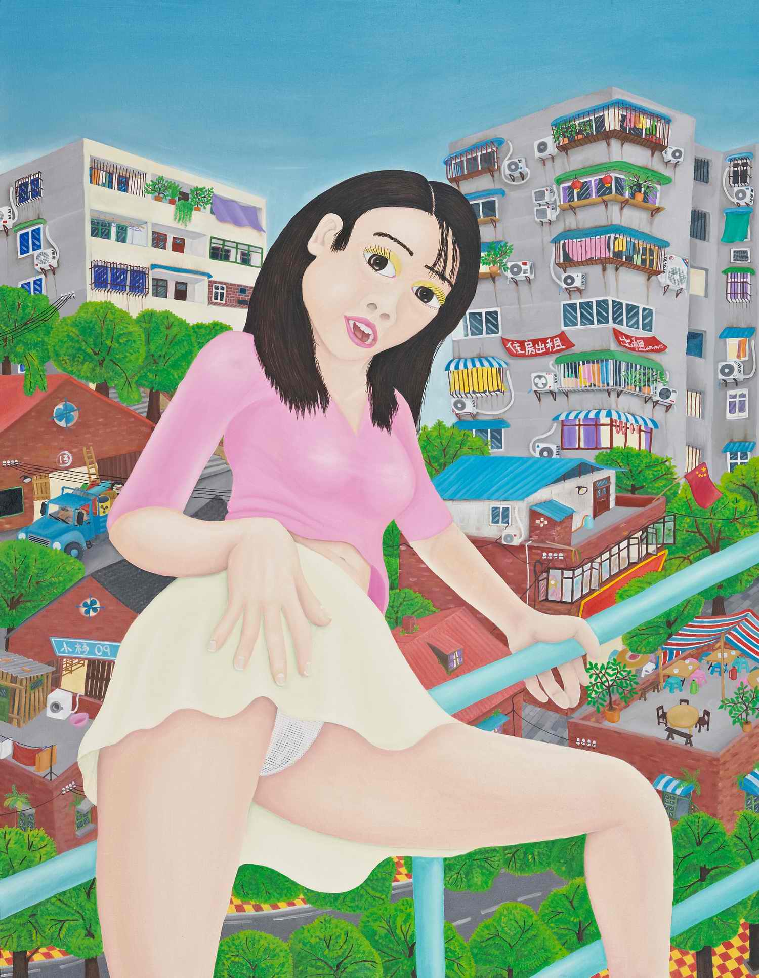 楼上的女孩200x155cm 2009 布面油画